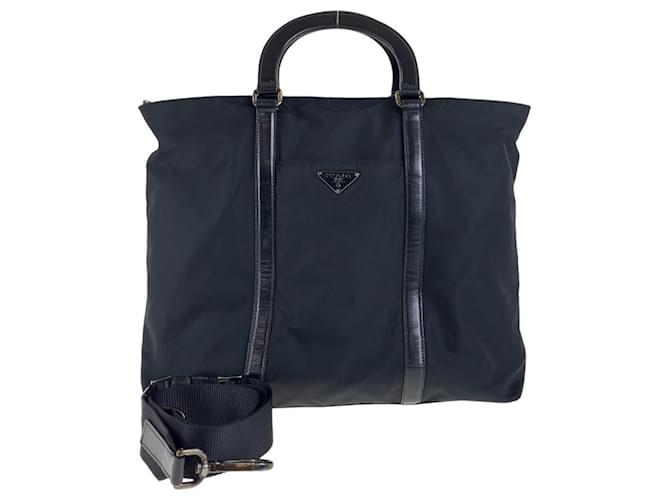Prada Tessuto Briefcase Black Leather Nylon  ref.2048079