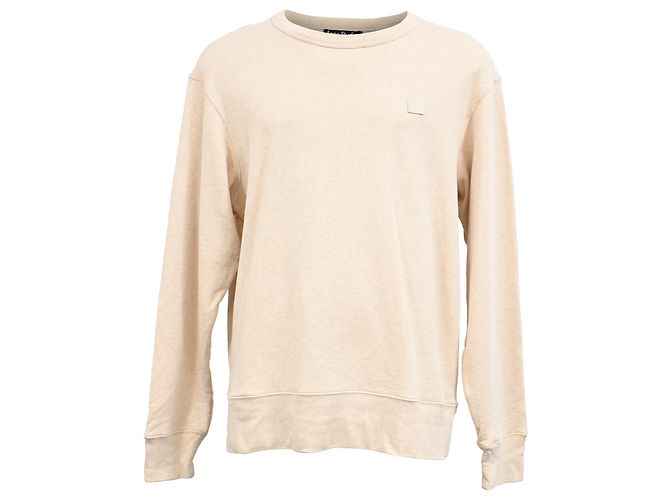 Moletom Oversized com Patch de Rosto Acne Studios em Algodão Bege