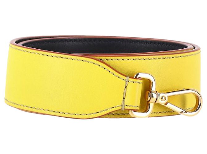 Fendi Vitello Dolce Bi-Color Strap in Yellow Leather