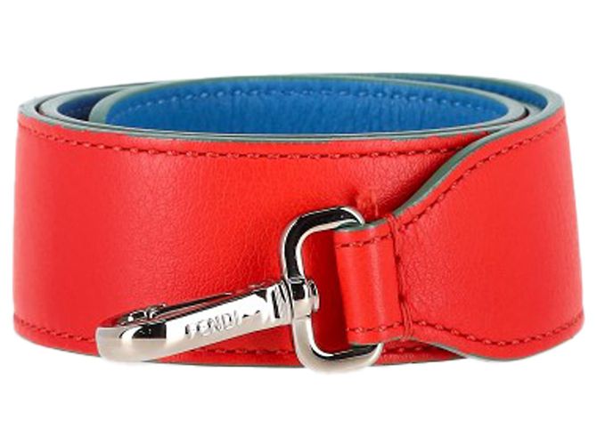 Fendi Vitello Dolce Bi-Color Strap in Red Leather