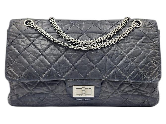 Chanel 2.55 Réédition Maxi Sac Double Rabat Gris