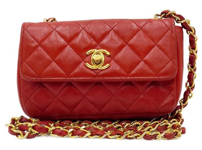 Timeless Bolsa transversal mini clássica atemporal da Chanel Vermelho