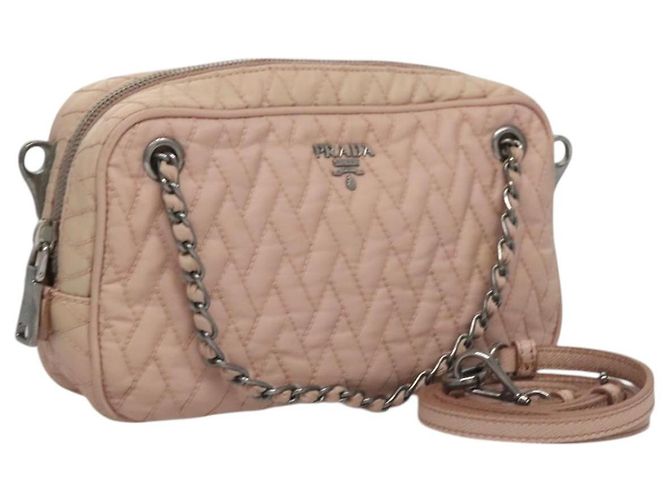 PRADA Sac à main en nylon 2 voies rose Auth 110297
