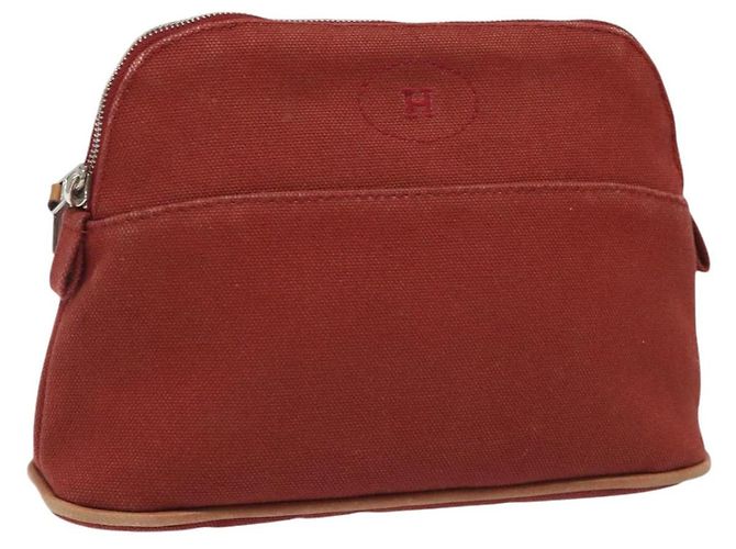 Hermès HERMES Bolide PM Pouch Canvas Red Auth am7641