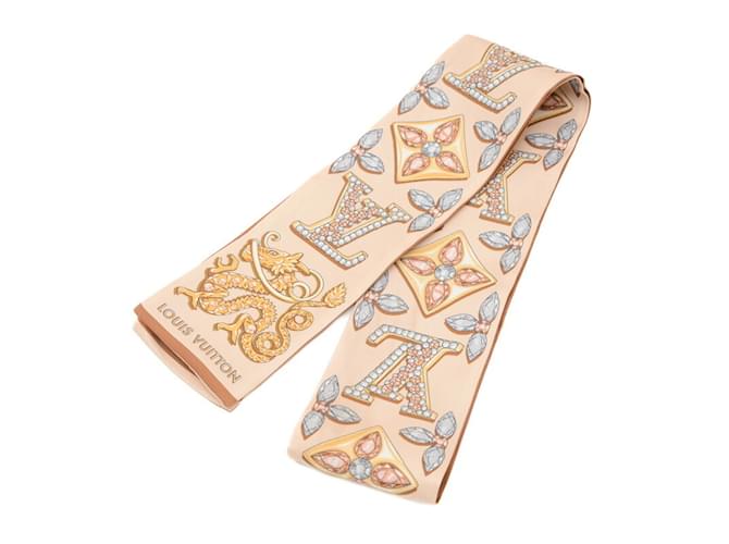 Louis Vuitton Bandeau Precious Dragon Scarf Brown Beige Silk  ref.2048839