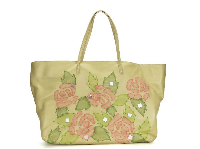 Bolsa Tote Fendi em bege, rosa e verde