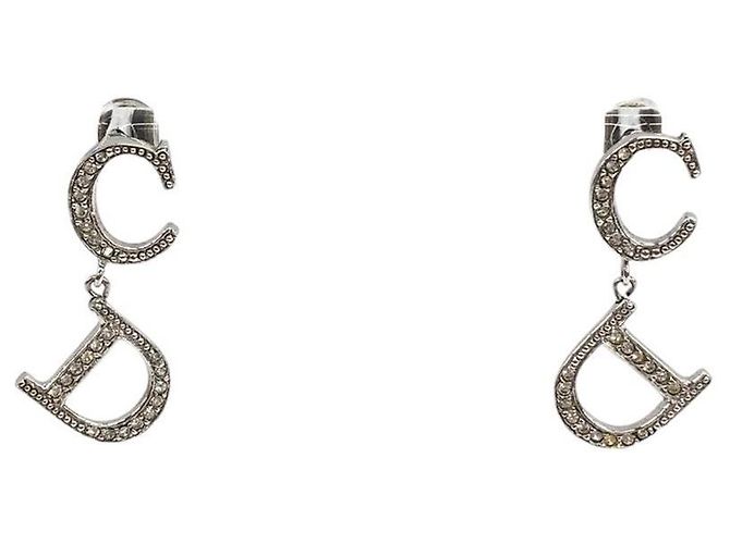 Pendientes de aro de plata con logo CD de strass Christian Dior