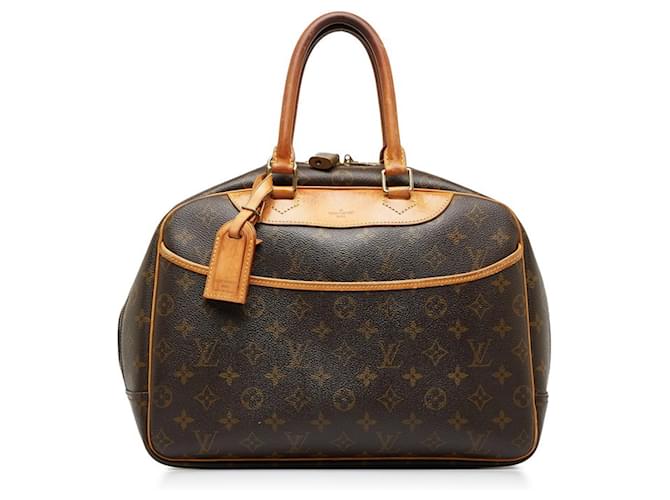 Bolsa Deauville Monogram Louis Vuitton Marrom Monograma Couro Couro envernizado  ref.2049188