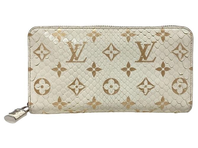 Zippy Geldbörse Python Louis Vuitton N97773 Weiß Leder