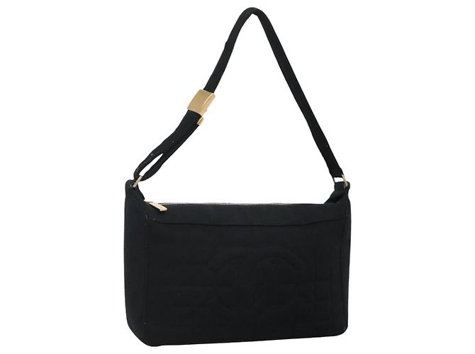 Borsa a spalla CHANEL Choco Bar in tela nera CC Auth BA034 Nero