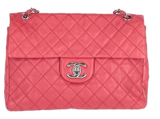 Borsa a spalla in pelle rosso lampone Chanel - anni 2000