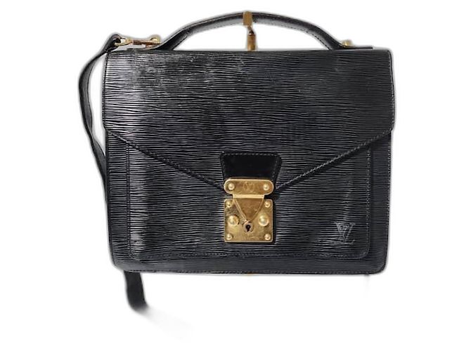 Borsa a tracolla Monceau Epi Louis Vuitton Nera Nero