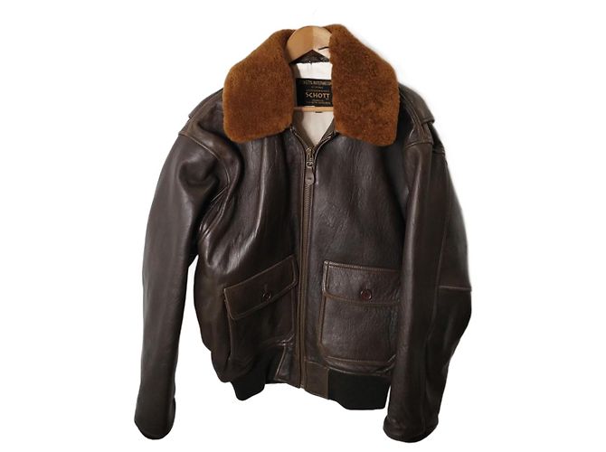 Schott Lederjacke Herren Hellbraun Dunkelbraun