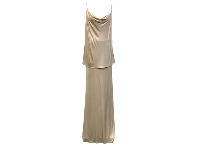 Autre Marque Antonelli Gold Metallic Tank and Skirt Set Golden Viscose  ref.2051175
