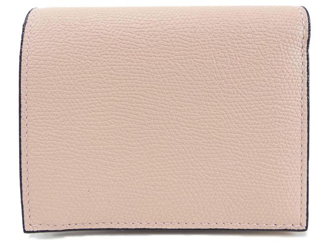 Valextra Pink Leather Bi-Fold Wallet