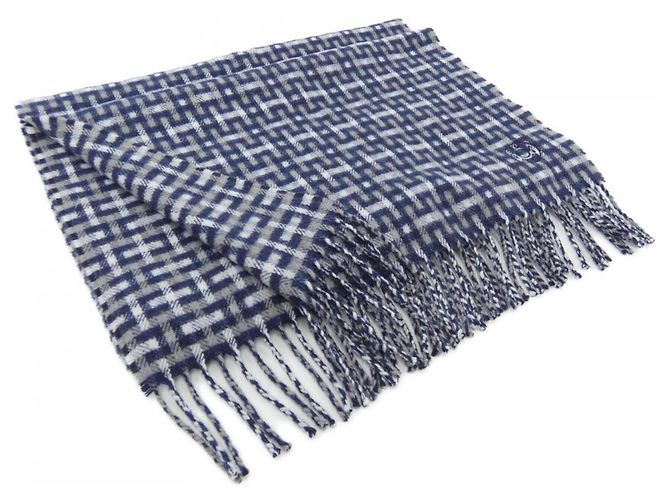 Hermès Cachecol de cashmere Hermes Bege Azul marinho
