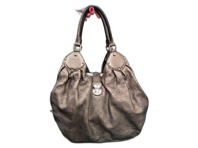 Mahina Babylone Bolsa Louis Vuitton Mahina Grande Couro Prateado Prata