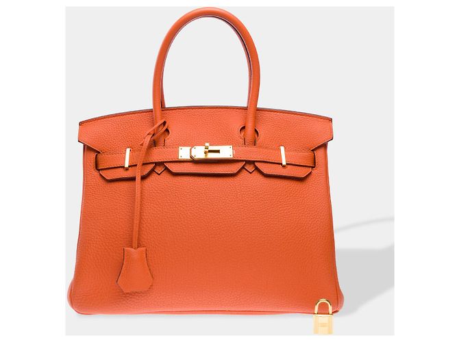 Hermès HERMES Birkin 30 Bag in Orange Leather - 102531
