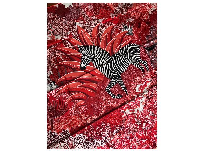 Hermès Zebra di Montagna Nero Rosa Rosso Seta