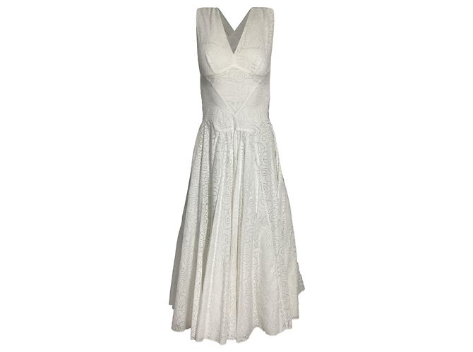 Vestido midi estampado com costas cruzadas Alaïa em algodão branco