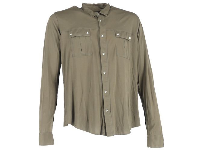 Camicia a maniche lunghe con bottoni Balmain in cotone oliva Verde Verde oliva