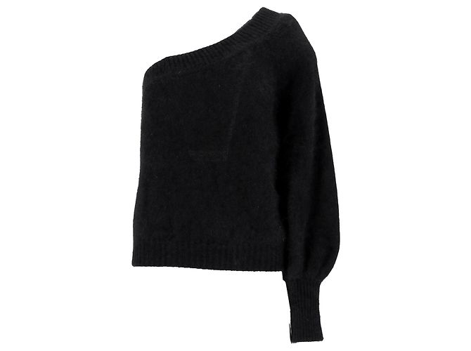 Alberta Ferretti Ein-Schulter-Pullover aus schwarzer Wolle 