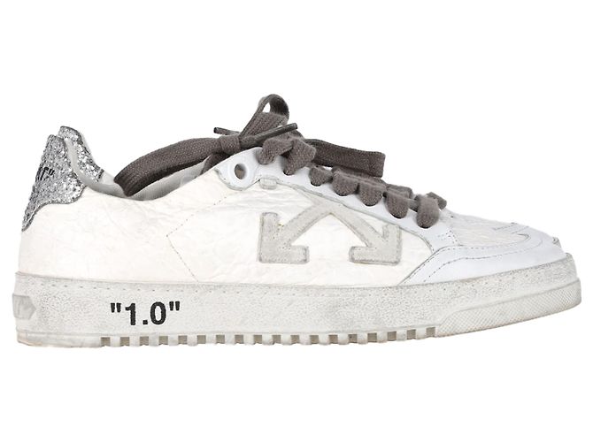 Off White Tênis baixos de couro branco com detalhes em glitter Off-White 2.0