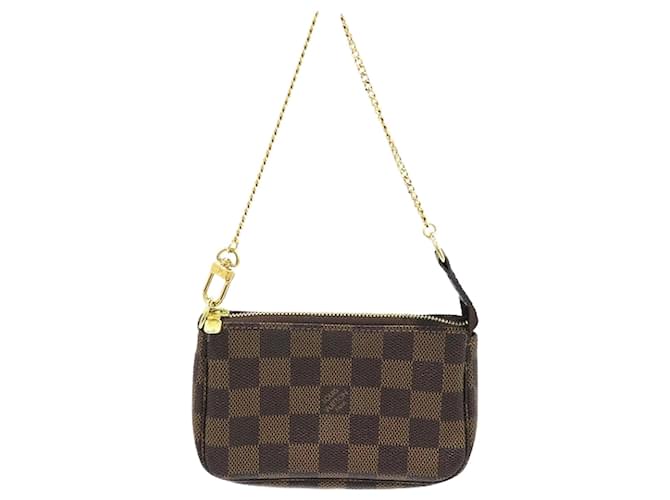 Mini Pochette Acessórios Clutch Louis Vuitton Marrom Lona  ref.2054245