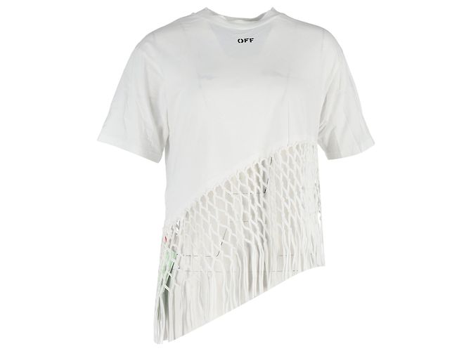 Off White Camiseta de algodão branco com rede assimétrica Off-white Cru