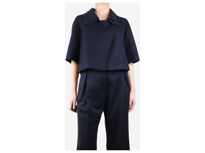 Colombo Navy blue cropped cashmere jacket - size UK 12