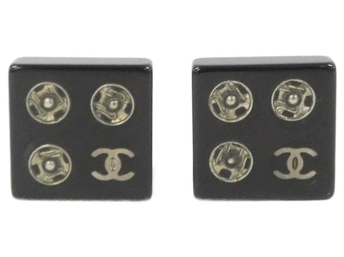 Orecchini a clip Chanel neri e argento Nero
