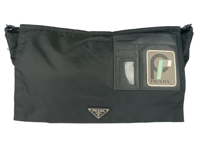Prada Black Nylon Leather Messenger Bag