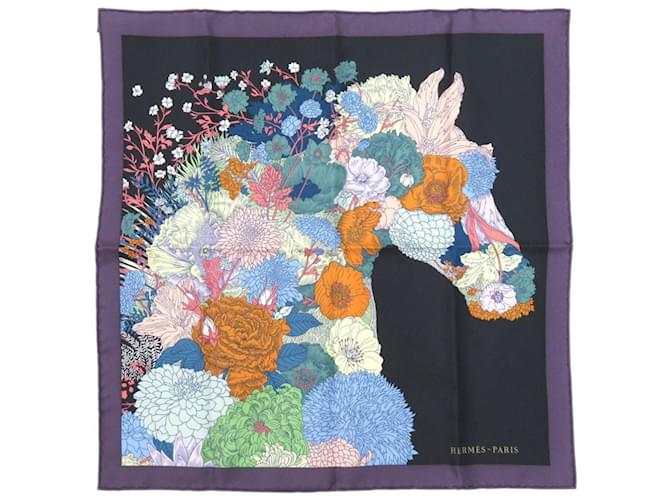 Écharpe Gavroche Flower Horse de Hermès Carre 45 Soie Multicolore  ref.2055032
