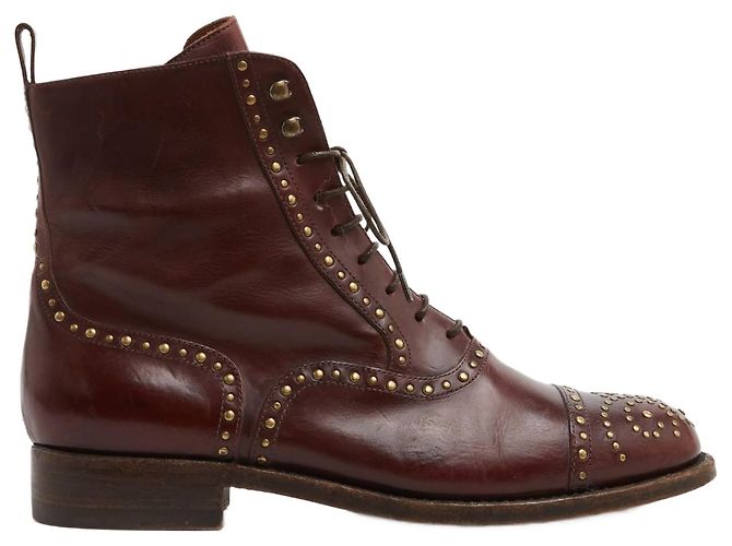 Bottines Sartore EU38 couro bordô e cadarço de caracol, botas de tornozelo UK5 US7.5 Bordeaux