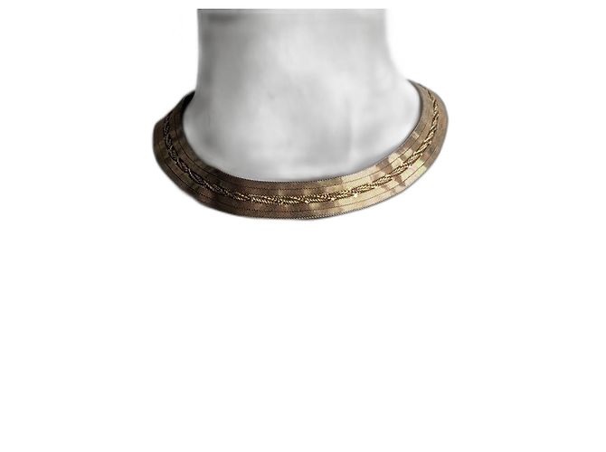 Autre Marque Collar choker Grossé de metal dorado cinta de malla