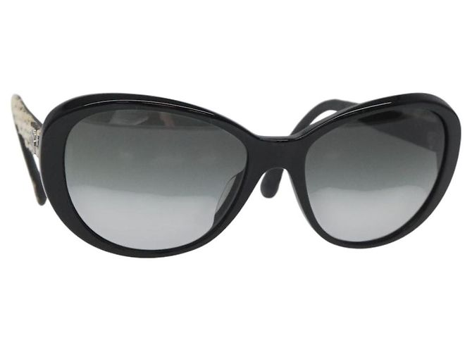 Gafas de sol de tweed CHANEL de plástico negro CC Auth bs22164