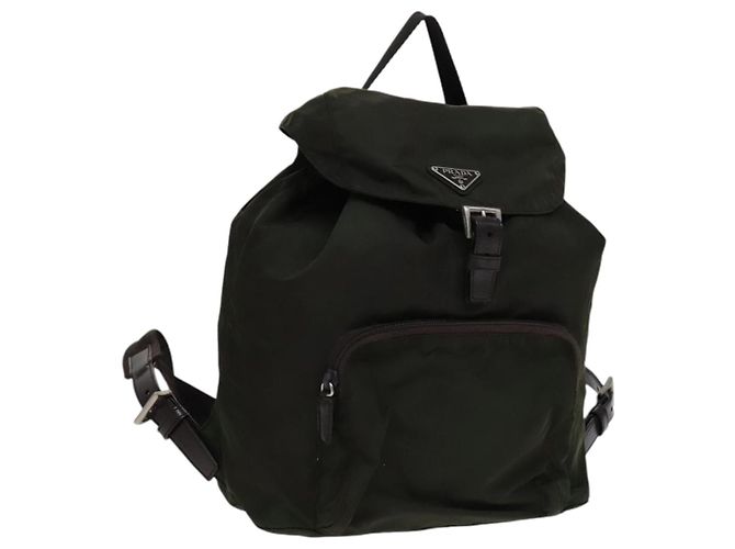PRADA Backpack Nylon Khaki Auth bs22082