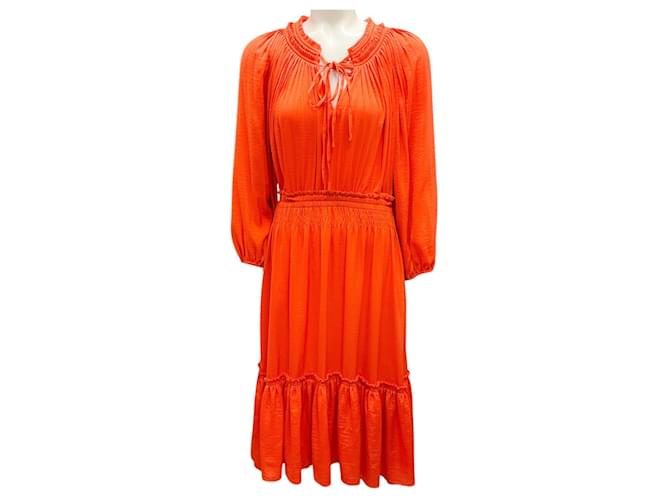 Autre Marque Kobi Halperin Tangerine Kassi Smocked Waist Dress Orange Polyester  ref.2056521
