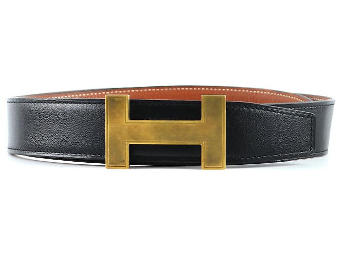 Hermès HERMES Gürtel T.cm 90 Leder Schwarz