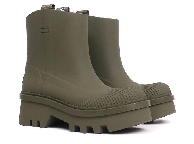 CHLOÉ - Botas de chuva Chloé Raina em borracha caqui (tamanho 36)