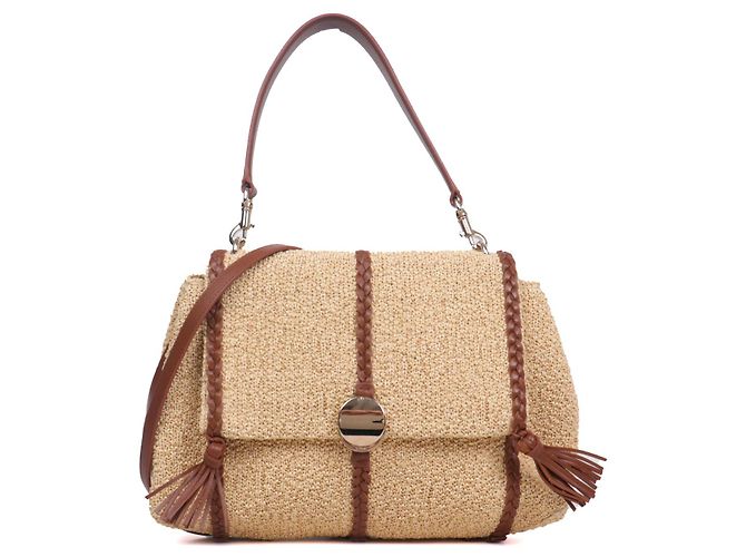CHLOÉ - Pénélope MM Chloé raffia shoulder bag Beige