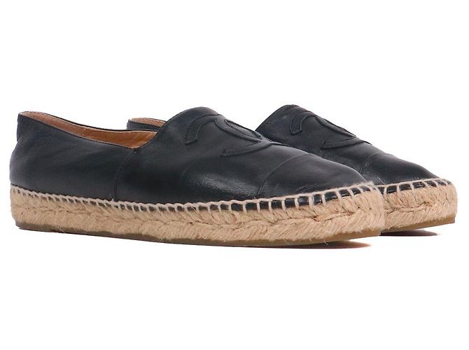 CHANEL - Espadrillas Chanel CC in pelle nera (T37) Nero