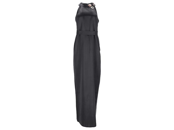 Abito maxi con collo halter decorato Emilio Pucci in seta nera Nero