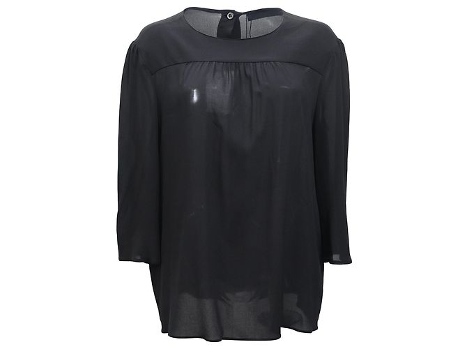 Prada Back Buttoned Blouse in Black Viscose