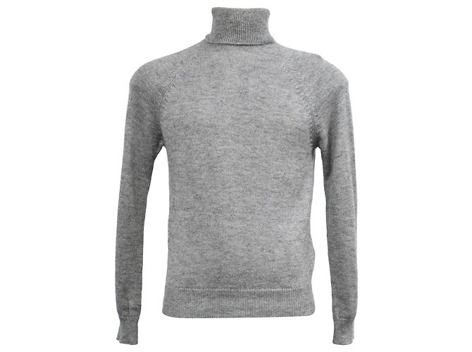 Grau Woll Rollkragenpullover von Saint Laurent