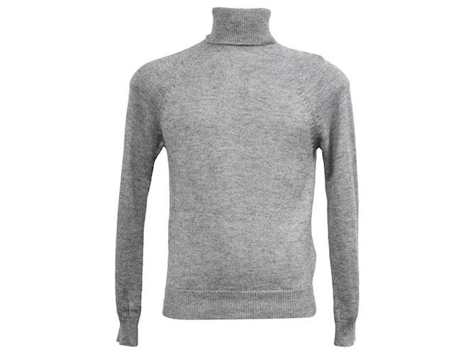  Saint Laurent Knitted Turtleneck Sweater in Grey Wool  ref.2057385