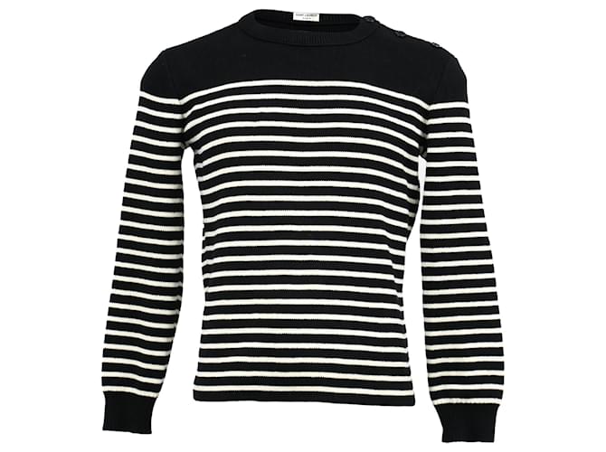  Saint Laurent Striped Sweater in Black and White Wool  ref.2057406