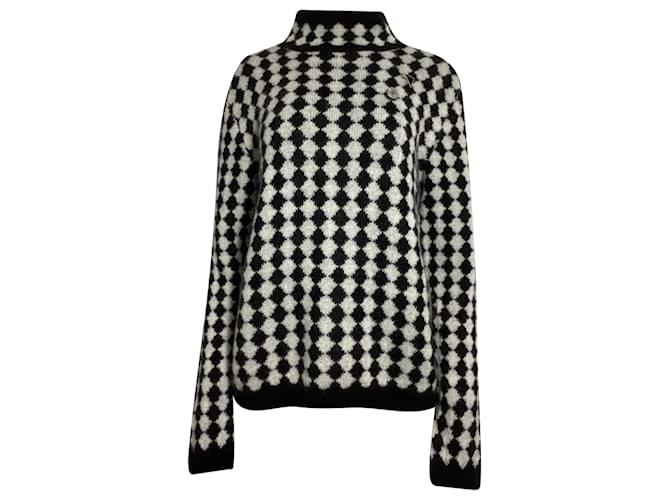 Saint Laurent Diamond-Motif Sweater in Black Wool  ref.2057408