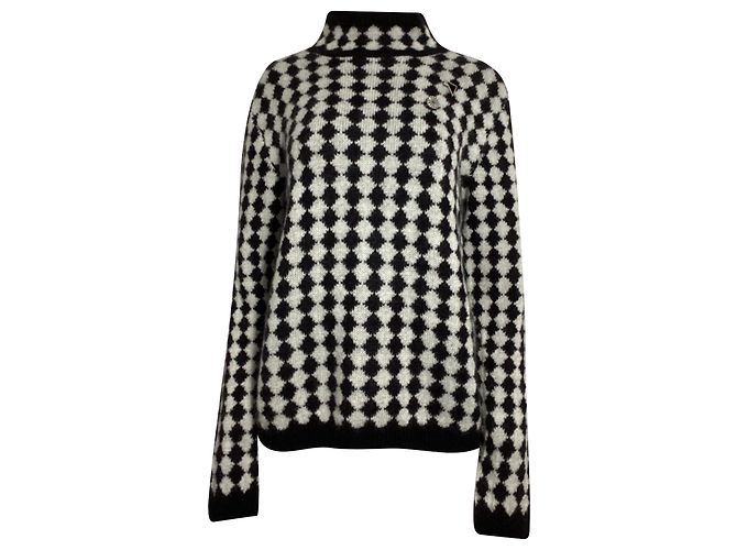 Schwarzer Wollpullover mit Diamantmuster von Saint Laurent