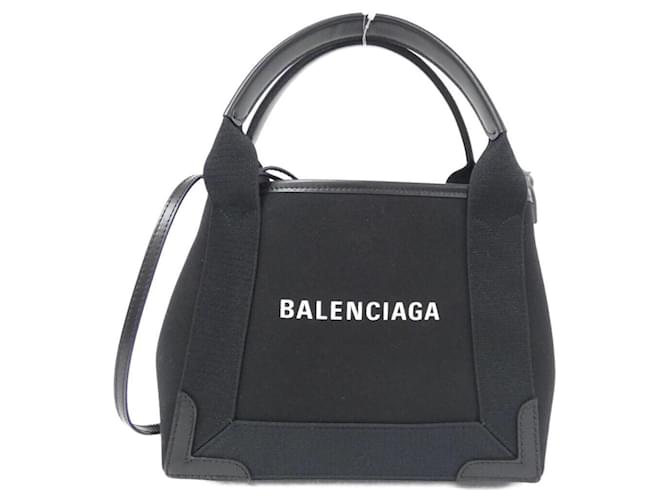 Balenciaga Navy Cabas XS Handbag Black Leather Cloth  ref.2057543